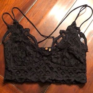 Free People Lined Black Lace Bralette Size M